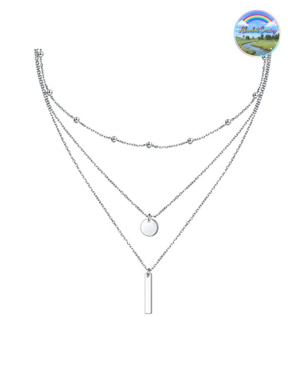 925 Sterling Silver Multilayer Triple Chain Necklace Women Layered